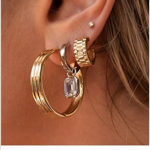 Ridged Band Hoops- Gold